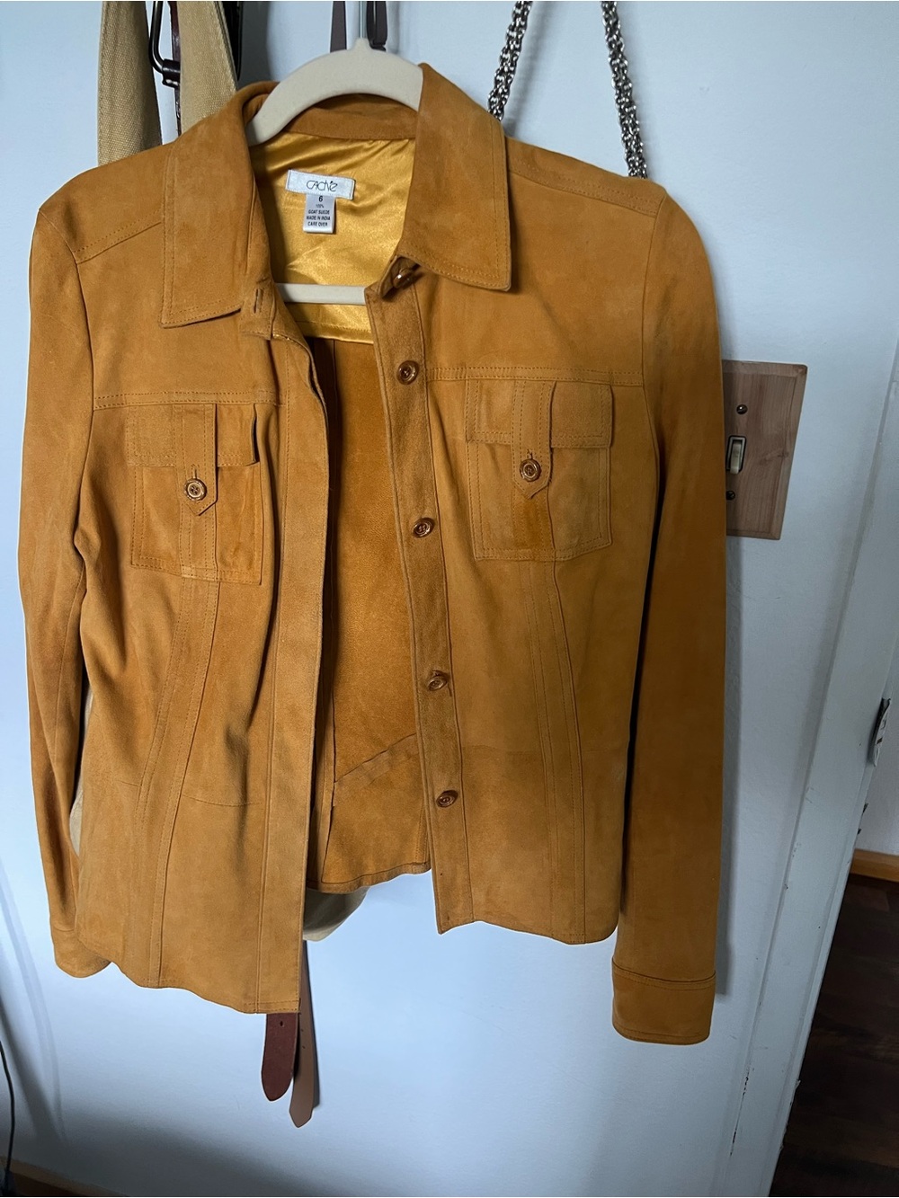 Cache Suede Jacket in Mustard Brown